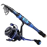 Sougayilang Spinning Fishing Rod Reel Combos,Portable Telescopic Fishing Pole,12+1 Ultra Smooth Spinning reels for Travel Saltwater Freshwater Fishing