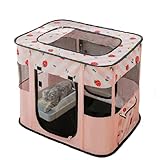 Carroza Portable Foldable Pet Playpen Collapsible Crates Kennel Playpen for Dog cat and Rabbit &Travel playpen Outdoor or Indoor (M, Pink)