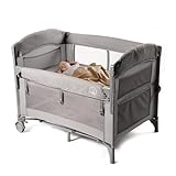 BabyWombWorld Premium 2-in-1 Baby Bed Bedside Sleeper & Portable Crib Cot - Grey