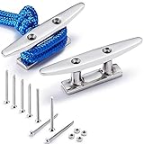 Boat Cleat, 4 inch Open Base Dock Cleat, All 316 Stainless Steel Boat Mooring Accessories, Free Installation Accessories Bolts, Nuts and Screws, 2PCS, 4 Inch