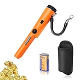 RVGIVE Metal Detector Pinpointer, Waterproof Handheld Convenient Pin Pointer Wand with Battery and Holster, 360°Scanning Locating Gold Coin Silver Jewelry - Orange