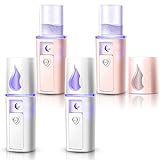 Handheld Personal Diffuser 4 Pack Portable Diffuser for Essential Oils Aromatherapy Diffuser Pocket Size for Desk Office Travel Car with 4 USB Cable, White Pink