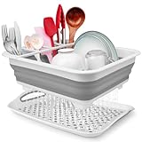 Collapsible Dish Drying Rack Portable Dish Drainers for Kitchen Counter with Drainboard,Kitchen Sink Organizer Basket RV Accessories Camper Kitchen Organization Storage Dish Rack Over Sink Drying Rack