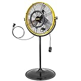 HiCFM 4400 CFM 20 Inch Outdoor Misting Fan Pedestal Standing Base with IP44 Enclosed Motor, Detachable Mist Spray Kit, 9 FT Cord & GFCI Plug, 180 Degree Tilted Head, UL Outdoor Approved