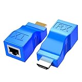 HDMI to RJ45 Network HDMI Repeater, 2 PCS HDMI Extender Transmitter and Receiver Network RJ45 Over Cat 5e / 6 1080p with Built-in Thunder Protection Circuit