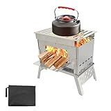 Docybuty Portable Camping Stove Wood Burning Stoves Folding Stainless Steel Camping Stove BBQ, Portable Wood Burning Stove with Carrying Bag for Backpacking Camping Hiking Camping