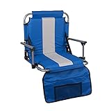 Stansport Tubular Frame Folding Stadium Seat with Arms - Blue/Tan (G-8-50)