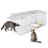 HomGarden Humane Live Animal Cage Trap 32inch Steel Catch Release Rodent Cage for Rabbits, Groundhog, Stray Cat, Squirrel, Raccoon, Mole, Gopher, Chicken, Opossum, Skunk, Chipmunk
