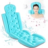 Full Body Bath Pillow for Bathtub, Bath Pillows for Tub with Mesh Laundry Bag & Non-Slip Suction Cups, 3D Air Mesh & Quick Drying Ocean Blue