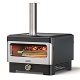 EAST OAK 12' Outdoor Pizza Oven with Easy Pellet Loader, Wood Fired BBQ Countertop Pizza Maker with 360° Rotating Stone for Outside Kitchen, Cooking, Camping