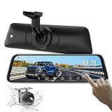 AUTO-VOX T9 OEM Look Rear View Mirror Backup Camera with Neat Wiring, 9.35''Full Touch Screen Stream Media Monitor with Back Up Camera System, 1080P Super Night Vision Reverse Camera for Car/Trucks