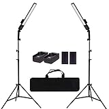 GSKAIWEN LED Video Light Battery Powered Photography Light Portable Handheld Wand,Dimmable 2800-5500K Photo Studio Light Kit with NP-970 Li-ion Battery and Stand for Portrait, YouTube ,Outdoor Video