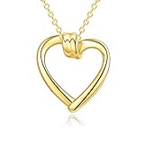 KECHO 14k Solid Gold Heart Pendant Necklace Fine Gold Jewelry Valentine's Day Gifts for Women Wife Daughter Sister Girlfriend (Heart Necklace)