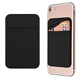 OBVIS Cell Phone Pocket Self Adhesive Card Holder Stick On Wallet Sleeve with Adhesive RFID Card ID Credit Card ATM Card Holder for iPhone Android 2 PACK BLACK