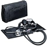NOVAMEDIC NM-9170-BK Professional Aneroid Sphygmomanometer Blood Pressure Machine and Stethoscope Set, Universal Adult Size Cuff Arm, Manual Emergency BP Monitor Kit with Carrying Case, Black