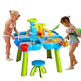 zefinot 4-in-1 Water Table for Toddler 3-5 - Sandbox Table for Outdoor Activity, Children's Water Table, Kids Water Play Table