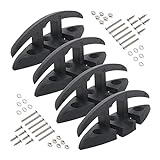 Yetaha Boat Folding Cleat, 4 Pack Flip Up Dock Mooring Cleat Marine Deck Rope Cleat Accessories with Mounting Screws for Boat Kayak (Black)