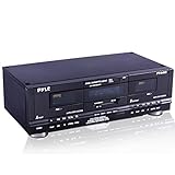 Pyle Home Dual Cassette Deck | Music Recording Device with RCA Cables | Removable Rack Mounting Hardware | CrO2 Tape Selector | Built-in 3 Digit Tape Counter - 110V/220V