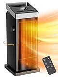 BREEZOME Space Heater, 1500W Fast Heating Heater for Indoor Use, Ceramic Electric Heater for Home with Thermostat, 90° Oscillating Portable Heater with Remote