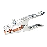Lincoln Electric K910-2 Heavy Duty Ground Clamp - 500 Amp Rating - Copper Plated Jaw - Braided Copper Shunt, Silver