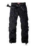 AKARMY Men's Casual Cargo Pants Military Army Camo Pants Combat Work Pants with 8 Pockets(No Belt) Black 36