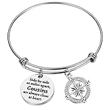 Cousin Gift Cousin Expandable Bracelet Side by Side or Miles Apart,Cousins are Always Close at Heart Cousins Charm Adjustable Bracelt Bangle Birthday Gift Jewelry Gift for Cousins from Cousin