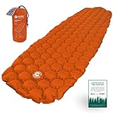 ECOTEK Outdoors Hybern8 Ultralight Inflatable Sleeping Pad with Contoured FlexCell Honeycomb Design - Easy to Inflate, Comfortable, Lightweight, Durable, and Hammock Approved [Fire Orange]