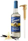 Torani Sugar Free Vanilla Syrup for Coffee 25.4 Ounces for Vanilla Flavored Syrup with Fresh Finest Syrup Pump Dispenser
