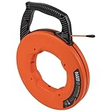 Klein Tools 56383 Non-Conductive 100-Foot Electrical Fish Tape, Multi-Groove Fiberglass Wire Puller with Nylon Tip, Optimized Housing and Handle