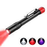 EverBrite Red Light Flashlight with 395nm Blacklight UV/White Light, Multi-Function LED Pocket Pen Light, AAA Batteries Included, for Night Vision, Pet Stain Detection, Camping