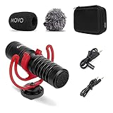 Movo VXR10-PRO External Video Microphone for Camera with Rycote Lyre Shock Mount - Compact Shotgun Mic Compatible with DSLR Cameras and iPhone, Android Smartphones - Battery-Free Camera Microphone