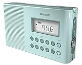 Sangean H201 Portable AM/FM/Weather Alert Digital Tuning Waterproof Shower Radio Turquoise (Renewed)