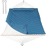 ANOW 2 Person Hammock with Detachable Large Hammock Pad and Pillow, Tree Hammock for Outside, 450 LBS Weight Capacity, Blue