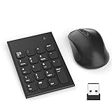 Wireless Number Pad and Mouse Combo, Portable Ultra Slim 2.4GHz USB Number Pad and Mouse Set for Laptop Desktop PC Notebook- Share One USB Receiver