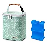 BABEYER Breast Milk Cooler Bag with Ice Pack Fits 4 Baby Bottles Up to 9 Ounce, Baby Bottle Bag for Nursing Mom Daycare-Green