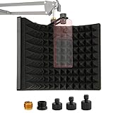 Microphone Isolation Shield, Foldable Mic Sound Absorbing Foam for Condenser Microphone Mic Arm Stand Recording Equipment Studio, High Density Absorbent Foam to Filter Vocal by Frgyee