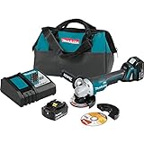 Makita XAG11T 18V LXT® Lithium-Ion Brushless Cordless 4-1/2” / 5' Paddle Switch Cut-Off/Angle Grinder Kit, with Electric Brake (5.0Ah)