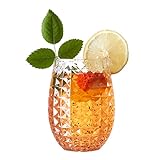 HOMIP Plastic Wine Glasses Stemless Set of 6: 16 oz Pretty Shatterproof Whiskey Cocktail and Fruit Juice Drinking Glass - Unbreakable Reusable & Recyclable for Outdoor Pool Party Weddings