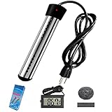 HASTER Portable Pool Immersion water Heater for Inflatable Pool Bathtub,Bucket Heater with 304 SS Guard,Electric Submersible Water Heater with LCD Thermometer,Heat 5 Gallon Water in Minutes In&Out