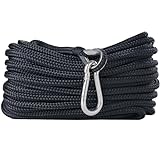 Rainier Supply Co. Boat Anchor Line - 50 ft x 3/8 inch Anchor Rope - Double Braided Nylon Anchor Boat Rope with 316SS Thimble and Heavy Duty Marine Grade Snap Hook - Black