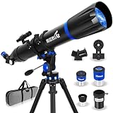 Telescope, Telescopes for Adults Astronomy Professional, 90mm Aperture 800mm Refractor Telescope for Kids Beginners, Magnification 32X-400X，Multi-Coated High Transmission，with Carry Bag & Phone Adapte