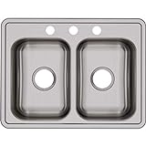 Elkay Dayton D225193 Equal Double Bowl Top Mount Stainless Steel Sink,25 x 19 x 6.5