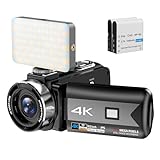 4K Video Camera Camcorder, 56MP Vlogging Camera with WiFi, 270° Rotation Touchscreen Camera with IR Night Vision 16X Digital Zoom Youtube Camera with Tri-color Fill light, Remote Control,2 Batteries