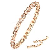 Dainty Tennis Bracelet for Women Christmas Gift, OUXi Adjustable Rose Gold Handmade Bracelets for Girls Mother Valentines Day with Gift Box