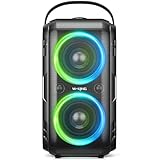 W-KING Loud Bluetooth Speakers with Subwoofer, 80W Party Portable Outdoor Speakers Bluetooth Wireless -Deep Bass, Huge 105dB Sound, Mixed Color Lights, 24H Play, AUX, USB Play, TF Card, Non-Waterproof