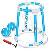 Sloosh Pool Basketball Hoop Toys, Floating Basketball Pool Game, Swimming Pool Floats Toys with Balls Pump, Summer Outdoor Water Play Toy for Kids and Adults (Blue)