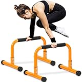 TABEKE Push Up Bar, 14in High Steel Parallettes Bars with Foam Handle, Heavy-duty Calisthenics Equipment for Dips, L-Sit, Handstand, Strength Training for Home Gym