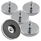 Master Magnetics Ceramic Round Base Magnet with Bolt and Nuts - 2.04' Diameter, 1.25' Height, 35 Pound Pull, Nickle Plated, Pack of 5, RB50B3NX5