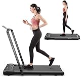 SupeRun 2 in 1 Under Desk Treadmill, 3.0HP Folding Treadmill with 300 LBS for Home, Portable Compact Walking Pad with 12 Programs (Black)