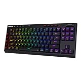 Redragon K596 PRO RGB Mechanical Gaming Keyboard, 5.0 BT/2.4 Ghz/Wired Three Modes, 87 Keys TKL Compact Keyboard w/Durable Battery, 10 Onboard Macro Keys & Wrist Rest, 10H Play Time, Red Switches